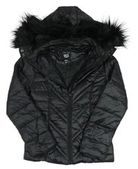 Černá šusťáková zateplená bunda s kapucí New Look