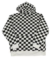 Bílo-černá kostkovaná mikina s kapucí H&M
