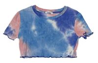 Modro-růžový batikovaný žebrovaný crop top shein