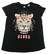Černé tričko s leopardem C&A