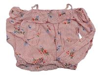 Červeno-bílá pruhovaná crop halenka H&M
