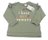 Khaki mikina s nápisem a volánky H&M