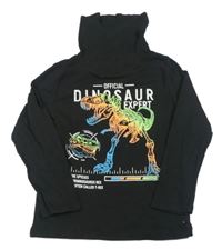 Černé triko s dinem a komínovým límcem Dopodopo