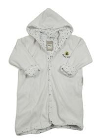 Nové - bílý froté podšitý župan s nášivkou a kapucí 