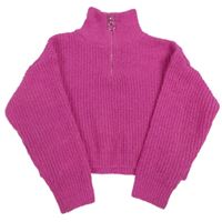 Růžový žinylkový crop svetr se stojáčkem Matalan