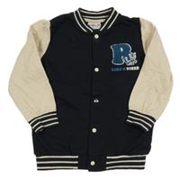 Tmavomodro-smetanová propínací baseballová mikina s písmenem Pep&Co