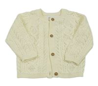 Smetanový vzorovaný perforovaný propínací svetr F&F