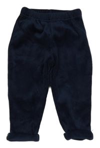 Tmavomodré žebrované sametové kalhoty 