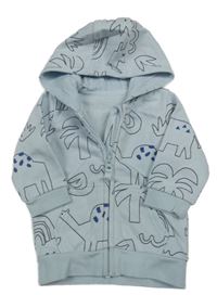 Světlemodrá propínací mikina s obrázky a kapucí George