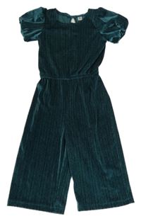 Zelený třpytivý sametový kalhotový overal Tu