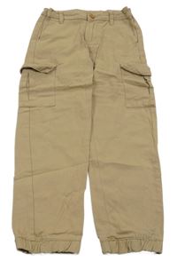 Béžové plátěné kalhoty s kapsami 