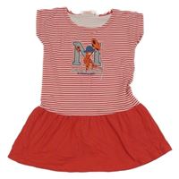 Červeno-bílé pruhované šaty s kouzelnou Beruškou 