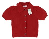 Nové - červený propínací svetr s límečkem Primark