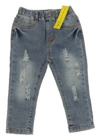 Nové - modré skinny rifle s dírami shein