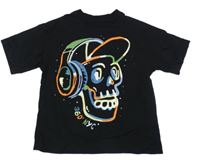 Černé tričko s lebkou Next