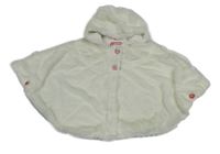 Smetanové kožešinové podšité pončo s kapucí orchestra