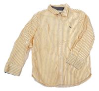 Žluto-bílá pruhovaná košile s výšivkou H&M