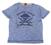 Modré melírované tričko s lebkou S. Oliver