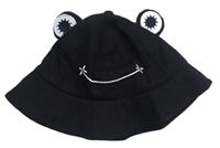 Černý plátěný klobouk - žába