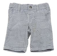 Tmavomodro-bílé pruhované plátěné chino kraťasy Denim Co.