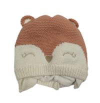 Růžovo-bílá čepice s čumákem a oušky Pusblu