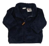 Tmavomodrá chlupatá propínací mikina H&M