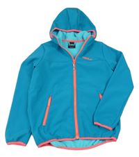 Azurová softshellová funkční bunda s kapucí Jack Wolfskin