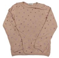 Růžový svetr se srdíčky H&M