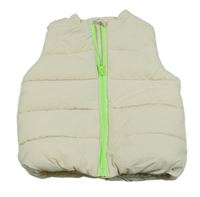 Smetanovo-neonově zelená šusťáková zateplená vesta Ergee