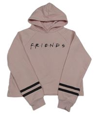 Světlerůžová crop mikina s nápisem a kapucí - Přátelé 