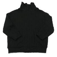 Černá žebrovaná mikina s rolákem Shein