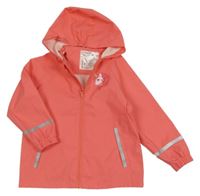 Korálová voděodolná jarní bunda s jednorožcem a kapucí Lupilu