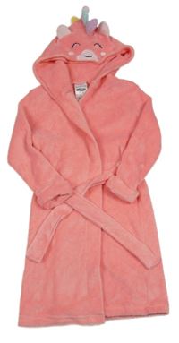 Růžový plyšový župan s kapucí s jednorožcem Lily & Dan