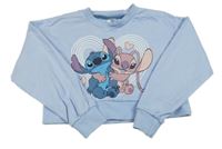 Světlemodrá crop mikina s Angelou a Stitchem Disney