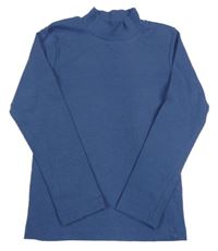 Tmavomodré žebrované triko se stojáčkem Pocopiano