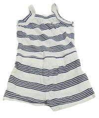 Bílo-tmavomodrý kraťasový overal s pruhy Nutmeg