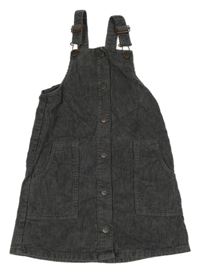 Antracitové manšestrové laclové šaty Tu