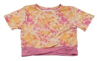 Oranžovo-růžové batikované crop sportovní tričko Ergeenomixx