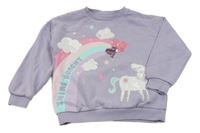Lila mikina s duhou a jednorožcem F&F