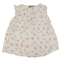 Bílý halenkový top s hvězdicemi Pocopiano