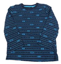 Tmavomodré pruhované triko s auty Topolino