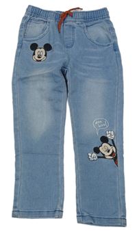 Světlemodré teplákové skinny rifle s Mickeym Disney