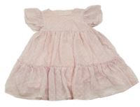 Světlerůžové puntíkaté šifonové šaty Primark