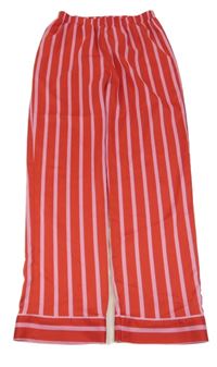Červeno-růžové pruhované saténové pyžamové kalhoty F&F