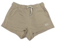 Béžové teplákové kraťasy s nápisem H&M