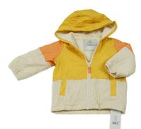 Nové - Žluto-béžovo-oranžová šusťáková lehce zateplená bunda s kapucí George