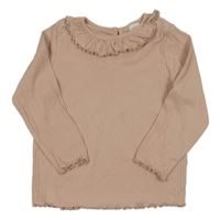 Světlerůžové žebrované triko s límečkem H&M