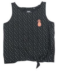 Antracitový puntíkatý crop top s ananasem Yigga