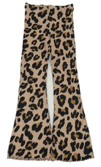 Béžovo-černé žebrované flare legíny s leopardím vzorem Next