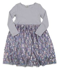 Lila žebrované šaty se sukní s flitry H&M